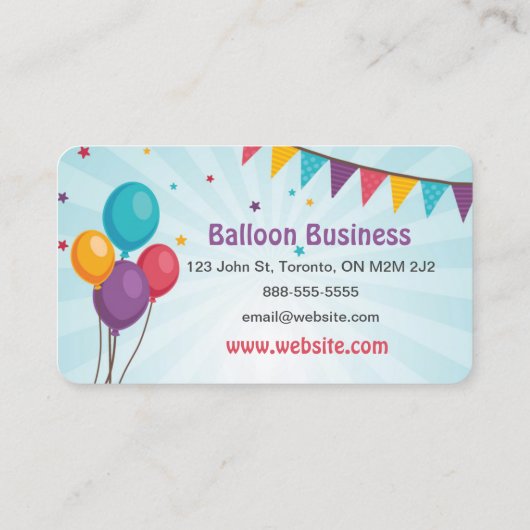 Balloon Party Visitekaartje (Achterkant)
