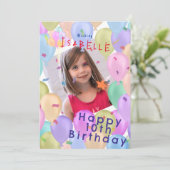 Balloon Pastel Foto Feestdagenkaart (Staand voorkant)