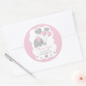 Balloon Pink Elephant Baby Shower Girl Ronde Sticker (Envelop)