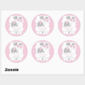 Balloon Pink Elephant Baby Shower Girl Ronde Sticker (Vel)