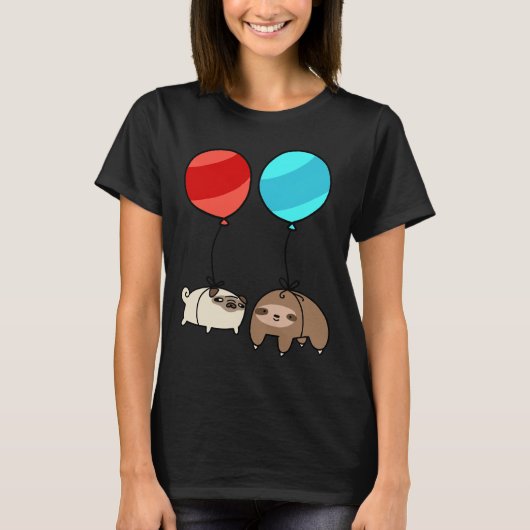 Balloon Sloth en Pug Essential T-Shirt 328 (Voorkant)