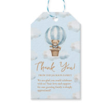 Balloon Teddy Bear Boy Baby shower Favor Tag