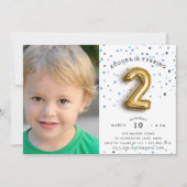Balloon Type | Photo Second Birthday Party Invite Kaart (Voorkant)