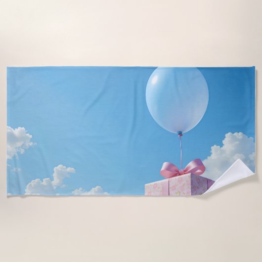 balloon with present in blue sky strandlaken (Voorkant)