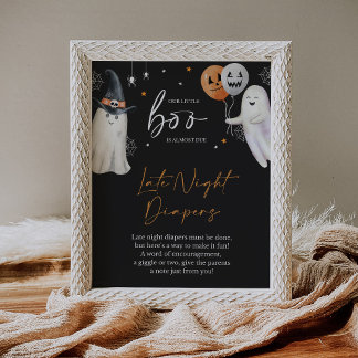 Balloon Zwarte Waterverf Late Night Luiers Bord Poster