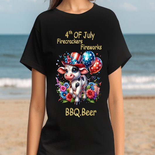 Ballooning Bovine Independence Day T-shirt