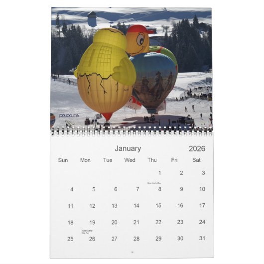ballooning in Chateau d'Oex - Kalender (Jan 2026)