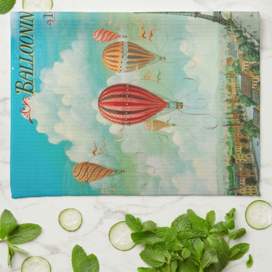 Ballooning over kunstreizen in Parijs Theedoek (Gevouwen)