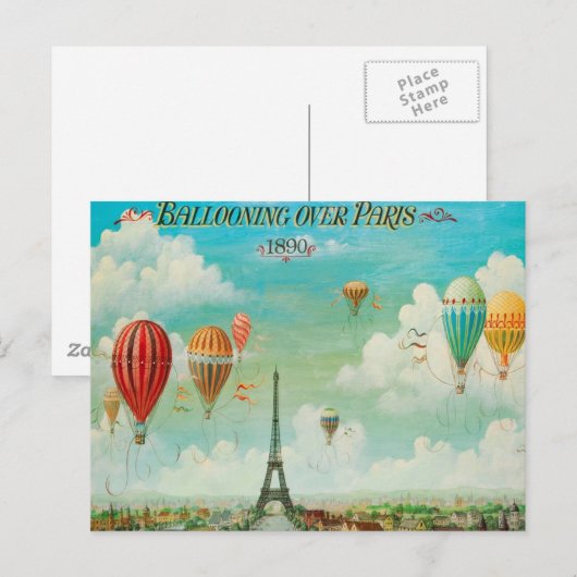 Ballooning over Parijs Briefkaart (Voorkant / Achterkant)