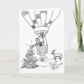 Ballooning Santa Illustrated Holiday Kaart (Voorkant)