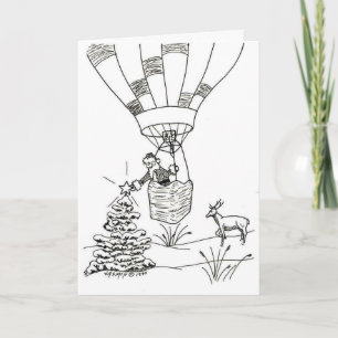 Ballooning Santa Illustrated Holiday Kaart
