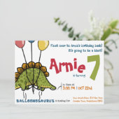 Balloonosaurus Birthday Bash! Stegosaurus Kaart (Staand voorkant)