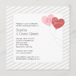 Balloons 25th Silver Wedding Jubileum Party Kaart