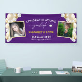 Balloons 2 Foto's Paars gefeliciteerd Afstuderen Spandoek (Beurs)