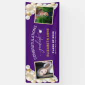 Balloons 2 Foto's Paars gefeliciteerd Afstuderen Spandoek (Verticaal)