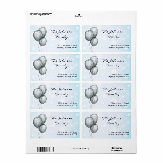 Balloons Adres Etiket (Full Sheet)