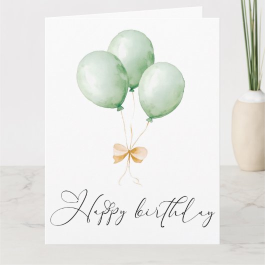 Balloons and Bow Happy Birthday Greeting Card Kaart (Voorkant)