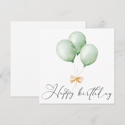 Balloons and Bow Happy Birthday Greeting Card Kaart (Voorkant / Achterkant)