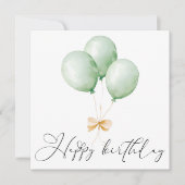 Balloons and Bow Happy Birthday Greeting Card Kaart (Voorkant)