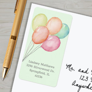 Balloons Baby shower Green Retour Adres Etiket