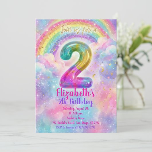 Balloons Birthday 2th Birthday  Kaart (Staand voorkant)