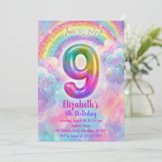 Balloons Birthday 9th Birthday  Kaart (Staand voorkant)
