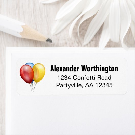 Balloons Birthday Black Adres Etiket (Insitu)