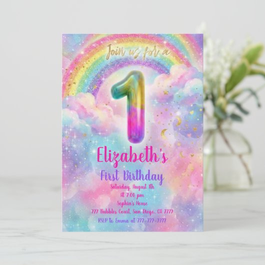 Balloons Birthday first Birthday  Kaart (Staand voorkant)