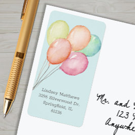 Balloons Blue Baby shower Retouradres Etiket