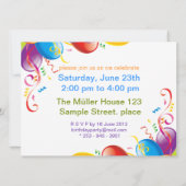 Balloons Boy First Birthday Party | Foto uitnodige Kaart (Achterkant)