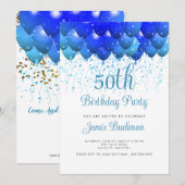 Balloons Confetti 50e verjaardag Kaart (Voorkant / Achterkant)