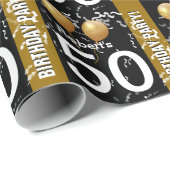 Balloons Confetti 50e verjaardag ZWART GOLD K96Z Cadeaupapier (Rol Hoek)