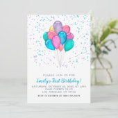 Balloons Confetti Birthday Uitnodiging (Staand voorkant)