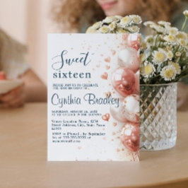 Balloons & Confetti Sweet Sixteen Verjaardagsfeest Kaart