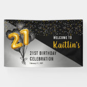 Balloons Elegant Black | 21ste verjaardag van de g Spandoek (Horizontaal)