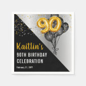 Balloons Elegant Black | 90e verjaardag van het go Servet (Voorkant)