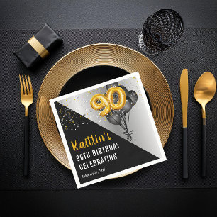 Balloons Elegant Black   90e verjaardag van het go Servet