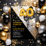 Balloons Elegant Black | Gouden 40e verjaardag Acryl Uitnodigingen<br><div class="desc">Zwarte ballonnen als een terugval naar gouden toonnummer ballonnen lenen een dramatische flair aan dit 40e verjaardagsfeest ontwerp. Samengesteld ontwerp van Holiday Hearts Design (rechten voorbehouden). Andere leeftijdsgroepen zijn beschikbaar in onze winkel.</div>