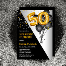 Balloons Elegant Black | Gouden 50e verjaardag
