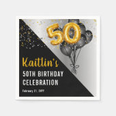 Balloons Elegant Black | Gouden 50e verjaardag Servet (Voorkant)