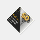 Balloons Elegant Black | Gouden 50e verjaardag Servet (Hoek)