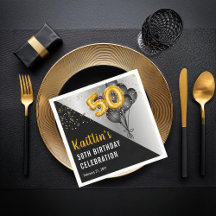 Balloons Elegant Black | Gouden 50e verjaardag