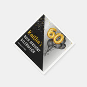 Balloons Elegant Black | Gouden 60e verjaardag Servet (Hoek)