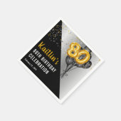 Balloons Elegant Black | Gouden 80e verjaardag Servet (Hoek)
