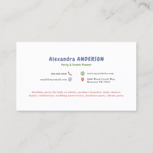 Balloons - Feest- en evenementenorganisator Kleurr Visitekaartje (Achterkant)