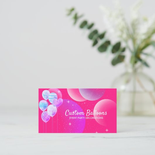 Balloons Feestfeest Planner Decor neon roze Visitekaartje (Staand voorkant)