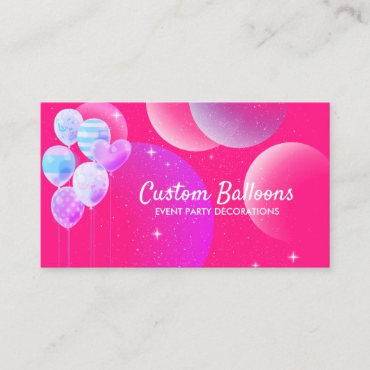 Balloons Feestfeest Planner Decor neon roze Visitekaartje (Voorkant)