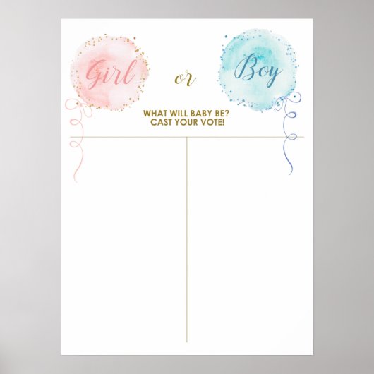 Balloons Gegoten je stem, meisje of jongen Poster (Voorkant)