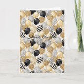 Balloons Gold Grey Stripes Christmas Celebration  Kaart (Voorkant)