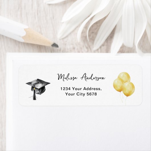 Balloons Graduation Party Pet Adres Etiket (Insitu)